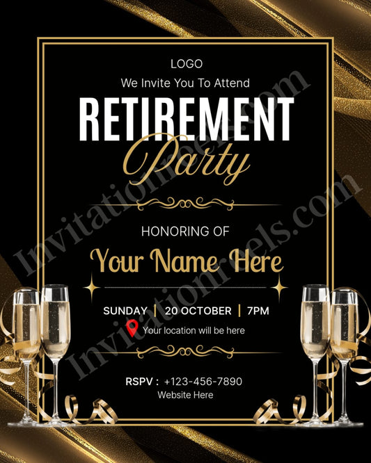 Friend Retirement Invitation Card (PDF, Image & Video)