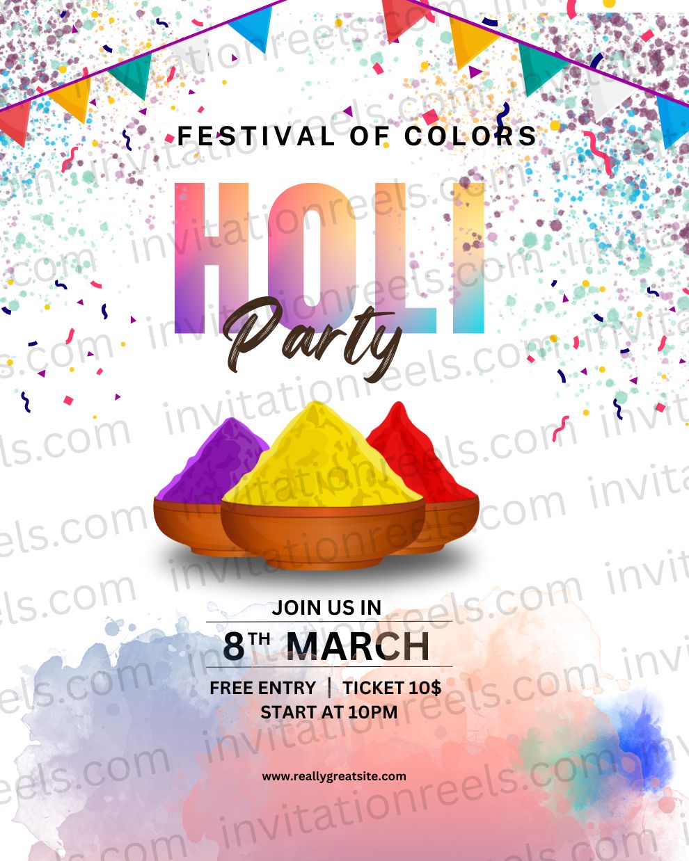Holi Party Invitation 