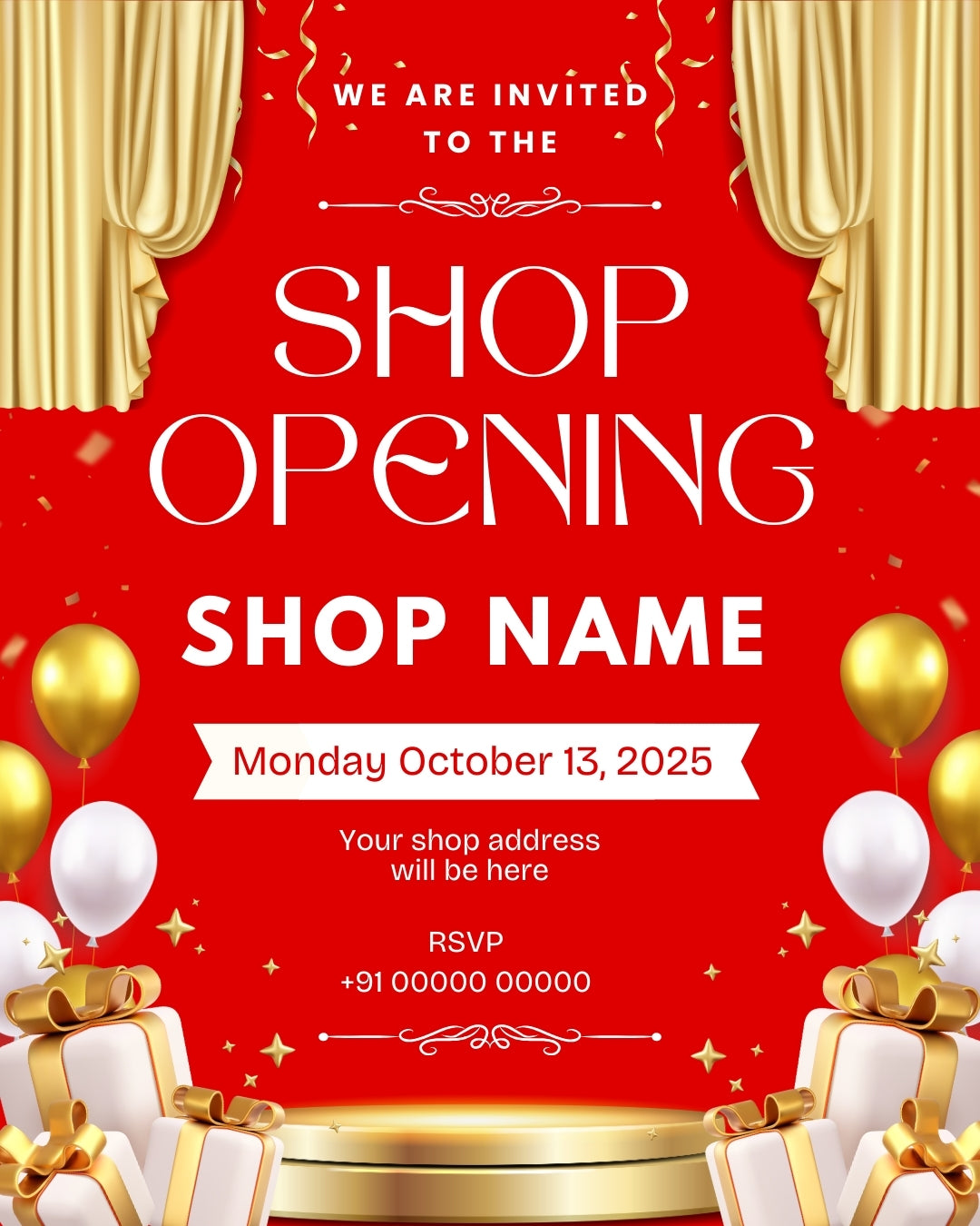 Shop Opening Invitation Card (PDF, Image & Video) 