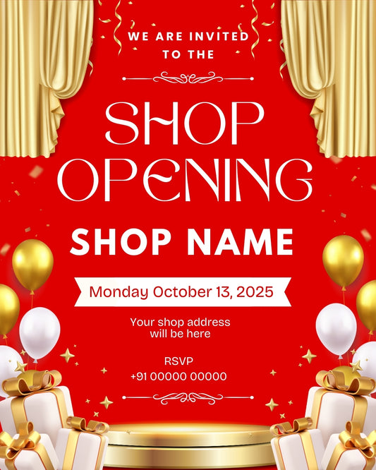 Shop Opening Invitation Card (PDF, Image & Video) 