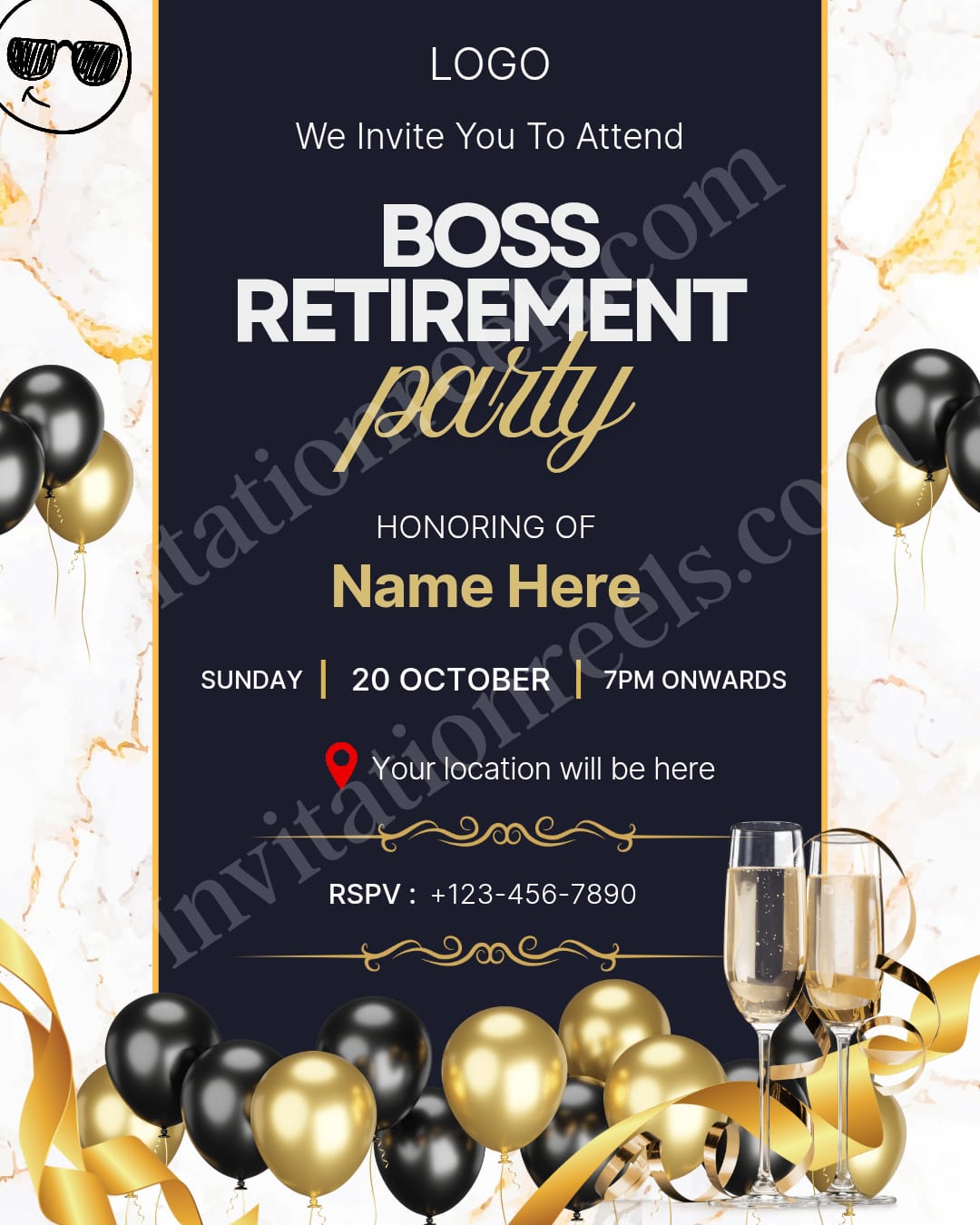 Boss Retirement Invitation Card (PDF, Image & Video) 