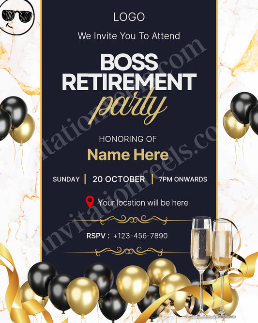 Boss Retirement Invitation Card (PDF, Image & Video) 