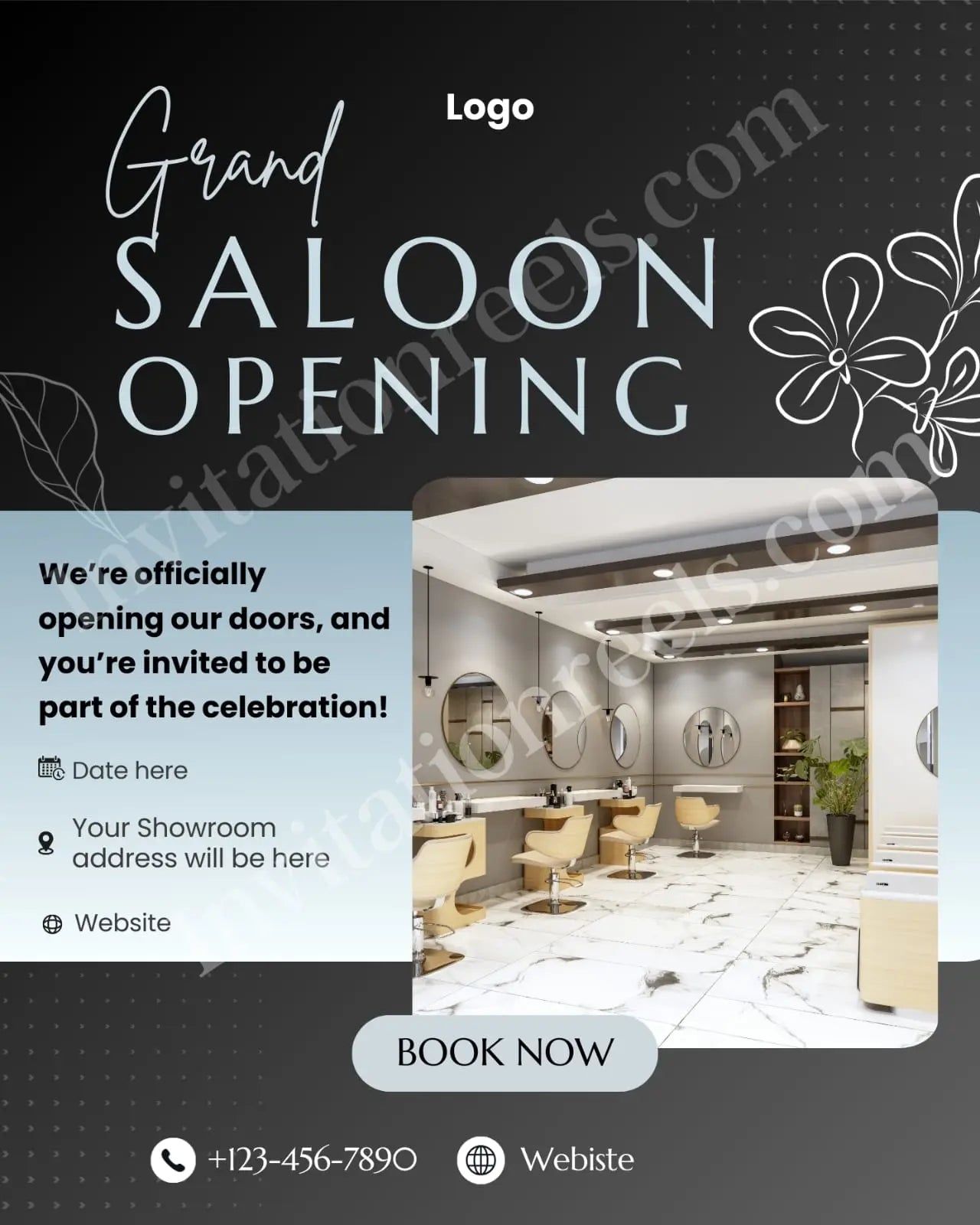 Salon Opening Invitation Card(PDF, Image & Video) 