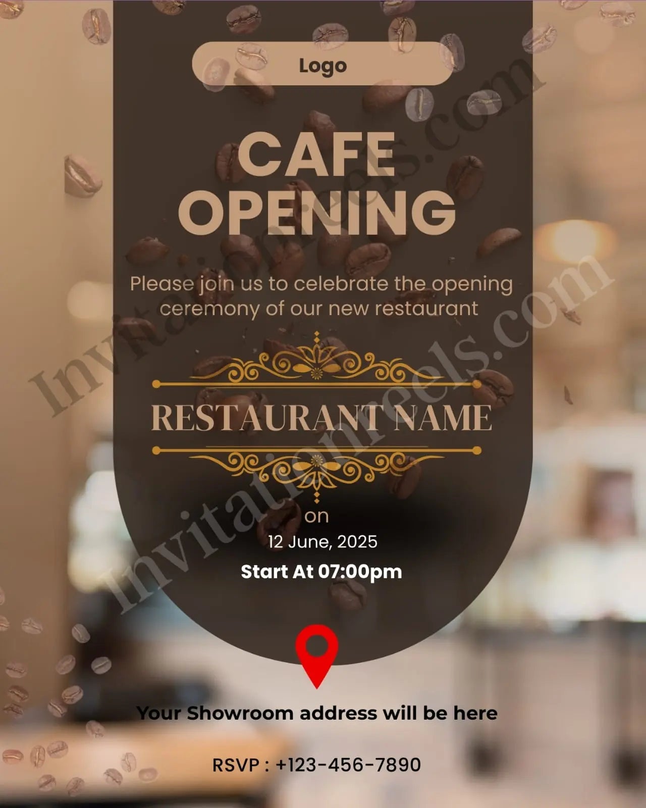 Cafe Opening Invitation Card(PDF, Image & Video) 