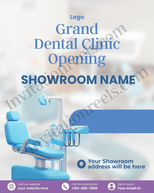 Dental Clinic Opening Invitation Card(PDF, Image & Video) 