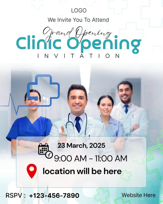 Clinic Opening Invitation Card (PDF, Image & Video) 