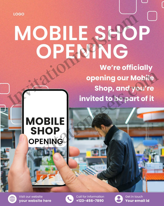 Mobile Shop Opening Invitation Card(PDF, Image & Video) 