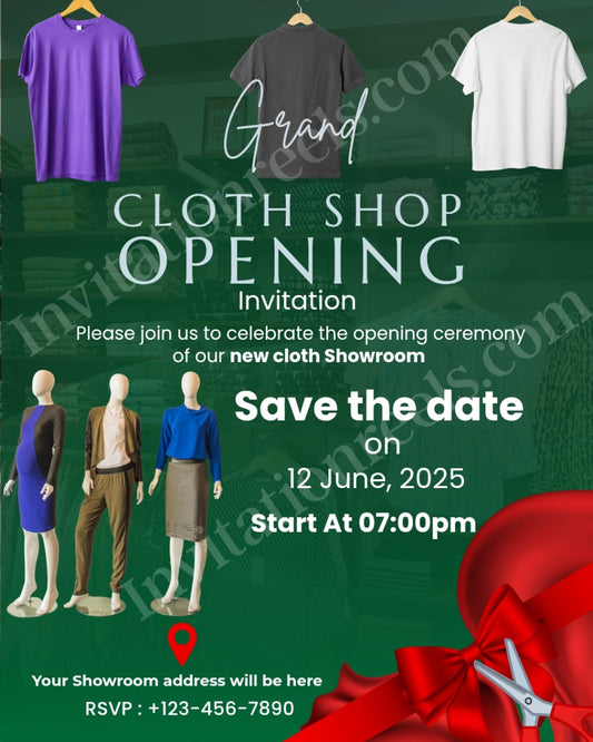 Cloth Shop Opening Invitation Card(PDF, Image & Video) 
